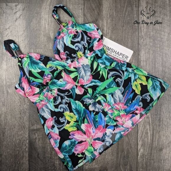 Trimshaper Floral Tankini Top Size 10 - Picture 1 of 3